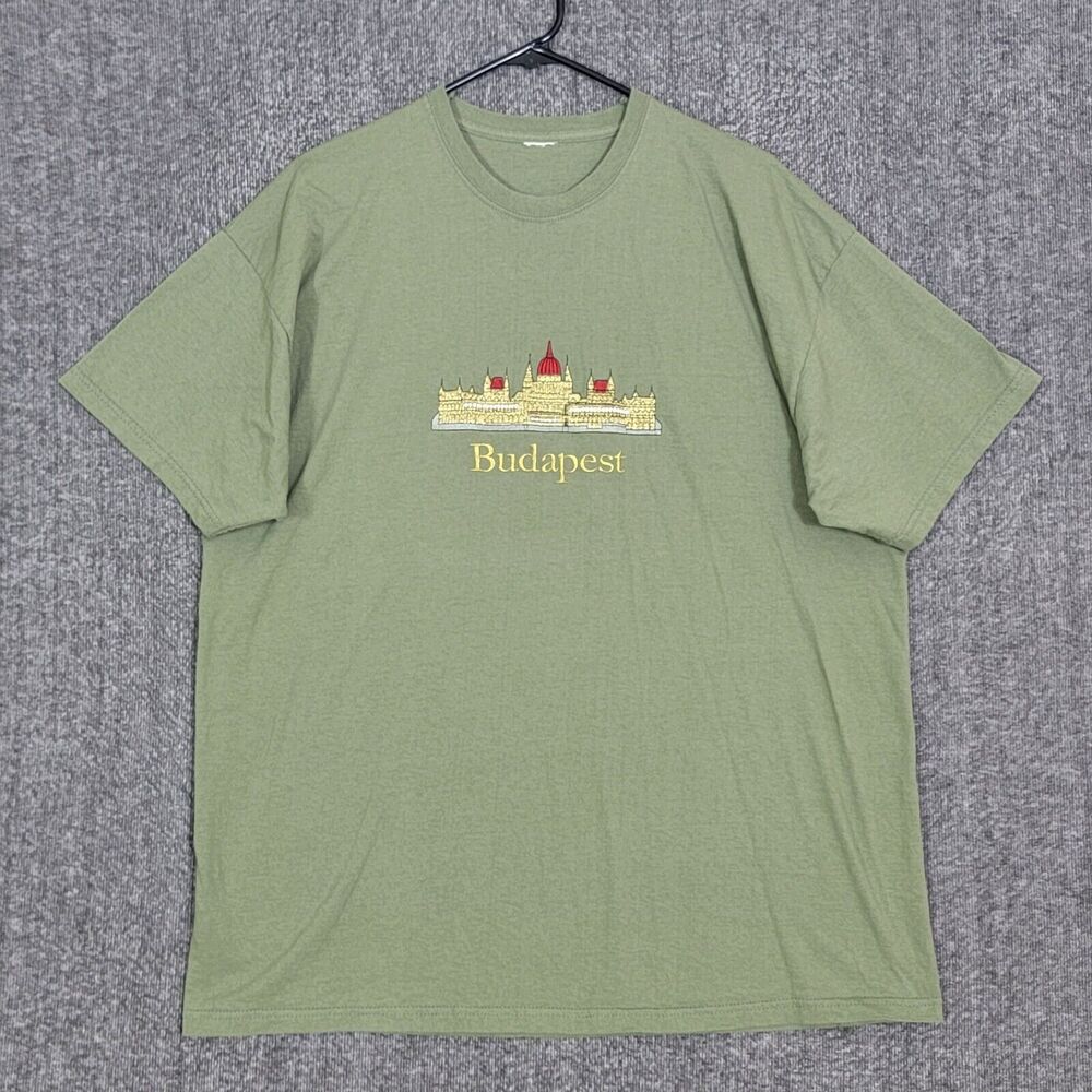 Budapest T-Shirt Mens XL Green Hungarian Parliament Building House Of The Nation